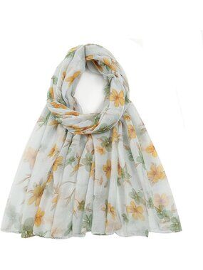 Women's White -Multi Cover Hijab Cotton Voile Wrap for Spring Fall Scarf Shawl